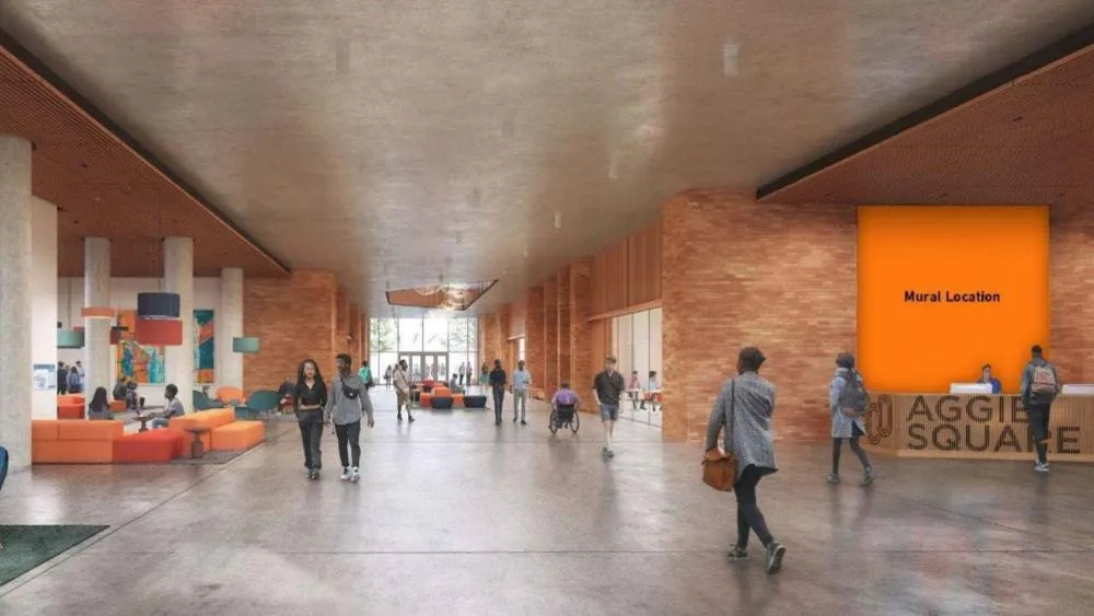 Location of the interior mural in 300 Aggie Square, the Lifelong Learning (LLL) building.