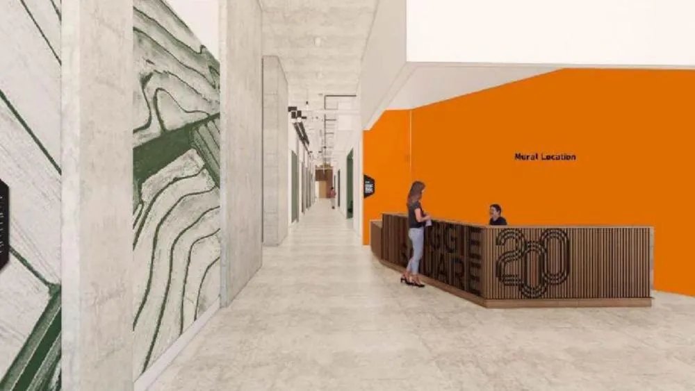 Location of the interior mural in 200 Aggie Square, the Life Sciences, Technology & Engineering East (LSTE-E) building,