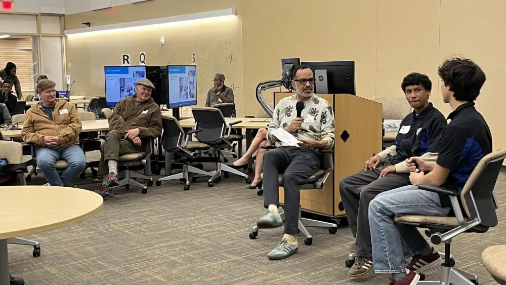 Meeting with interview and students