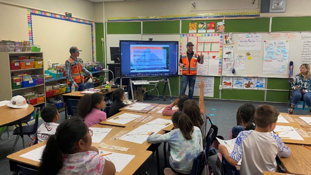 Steve Speights and Issaih Kraatz present to Mrs. Penelope’s third grade class at the Language Academy Sacramento.