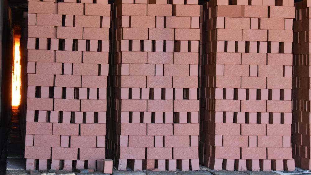 Bricks coming out of the kiln at the H.C. Muddox production facility.