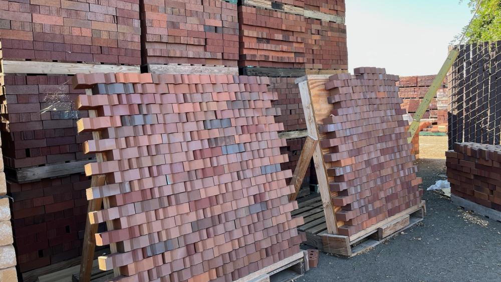 Sample installation of Aggie Square bricks and patterns possible using their unique custom shape.