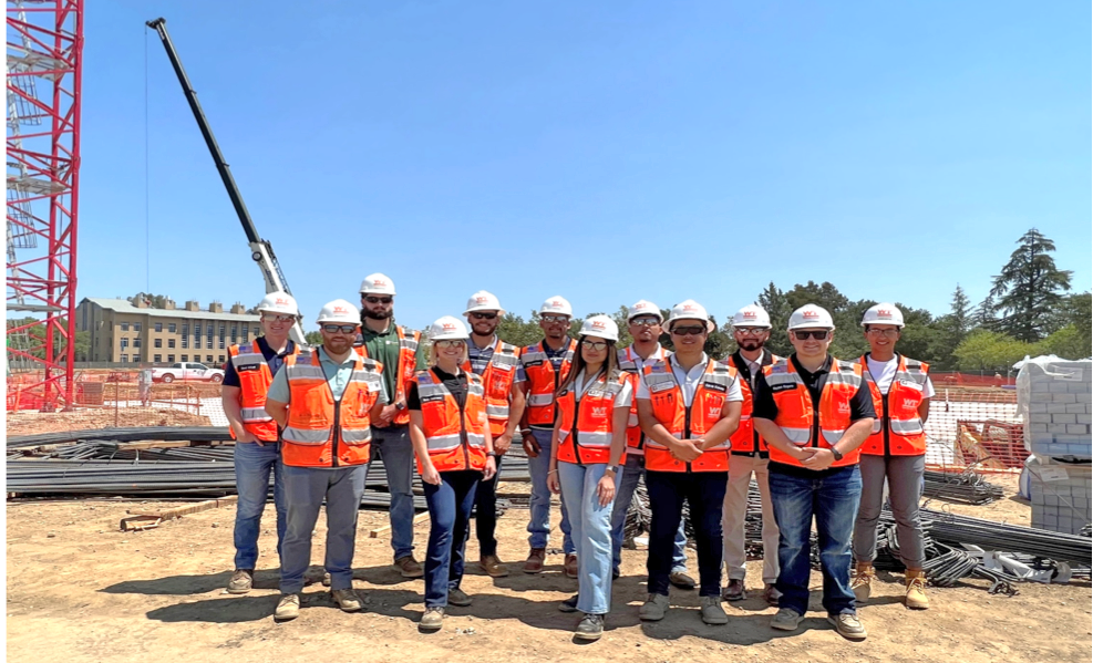 WT interns at construction site